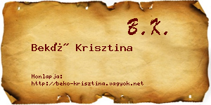 Bekő Krisztina névjegykártya